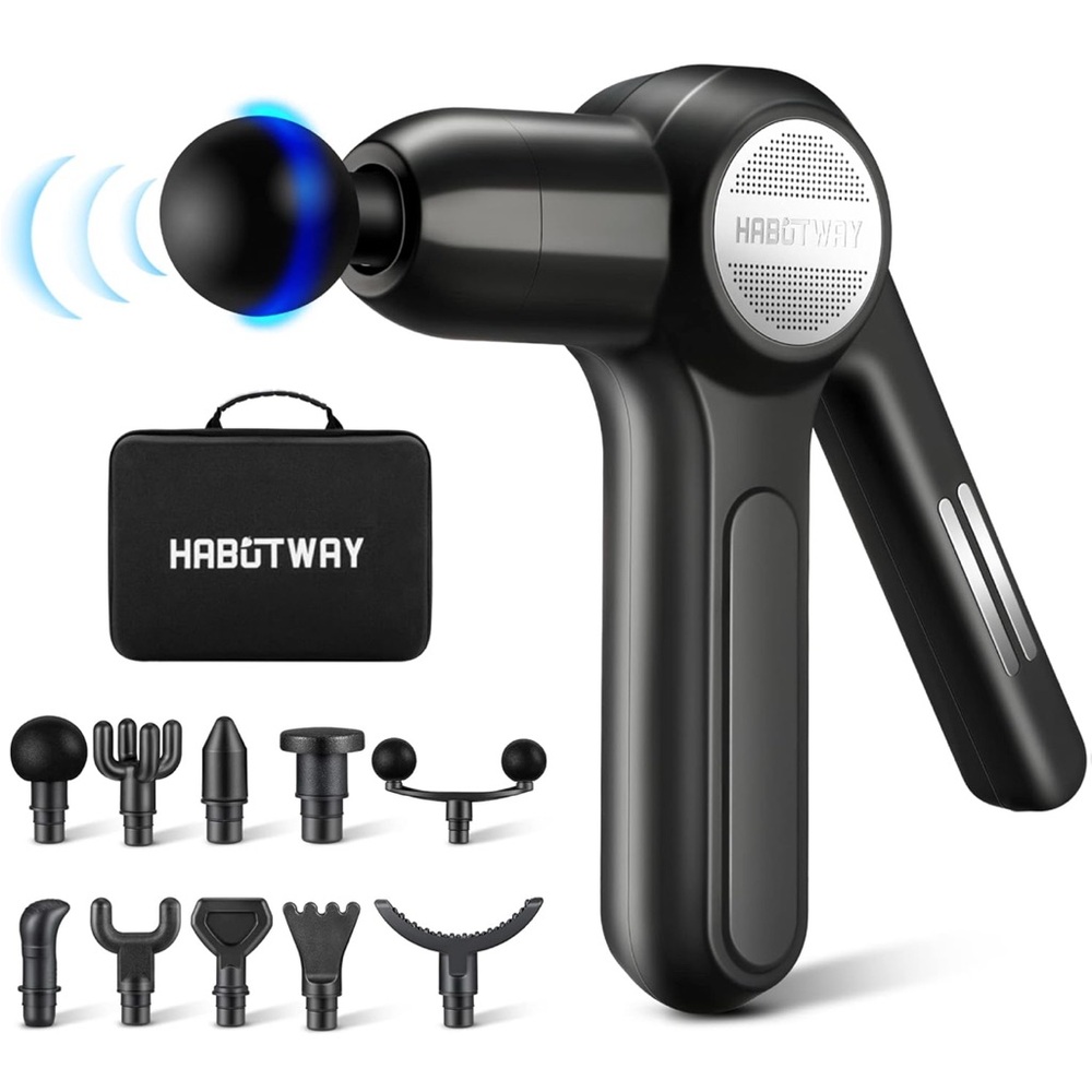 HABUTWAY Black Massage Gun with Attachments